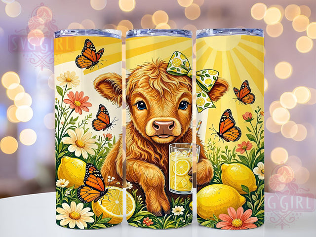 Lemon Calf Sunshine 20oz Tumbler, Lemon Motif, Baby Calf, Sunshine Theme, Farmhouse Style, Rustic Design, Skinny Tumbler, Sublimation PNG Sublimation SvggirlplusArt 