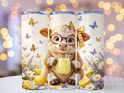 Lemon Calf Whimsy 20oz Tumbler, Lemon Motif, Baby Calf, Whimsical Style, Farmhouse Theme, Rustic Design, Skinny Tumbler, Sublimation PNG Sublimation SvggirlplusArt 