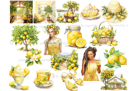 Lemon Clipart Bundle | Citrus Illustration PNG Set SVG GlamArtZhanna 