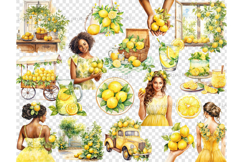 Lemon Clipart Bundle | Citrus Illustration PNG Set SVG GlamArtZhanna 