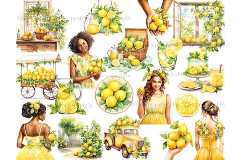 Lemon Clipart Bundle | Citrus Illustration PNG Set SVG GlamArtZhanna 