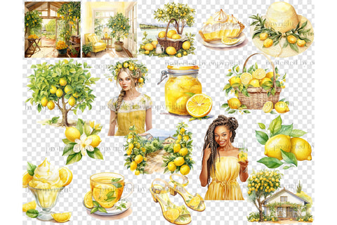 Lemon Clipart Bundle | Citrus Illustration PNG Set SVG GlamArtZhanna 