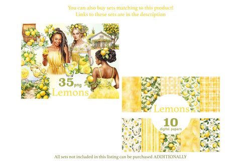Lemon Clipart Bundle | Citrus Illustration PNG Set SVG GlamArtZhanna 
