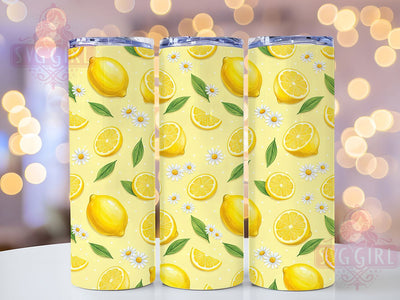 Lemon Daisy Dots 20oz Tumbler, Summer Theme, Cute Lemons, Floral Pattern, Yellow Aesthetic, Polka Dots, Fresh Design, Sublimation Wrap Sublimation SvggirlplusArt 