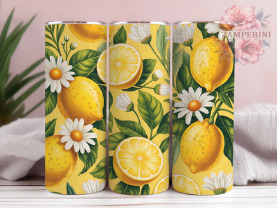 Lemon Daisy Summer Fun 20oz Tumbler Wrap, Polka Dot Wrap, Cute Summer, Seamless Design, Playful Inspiration, 20oz Tumbler Wrap, Sublimation PNG Sublimation Li Zamperini 