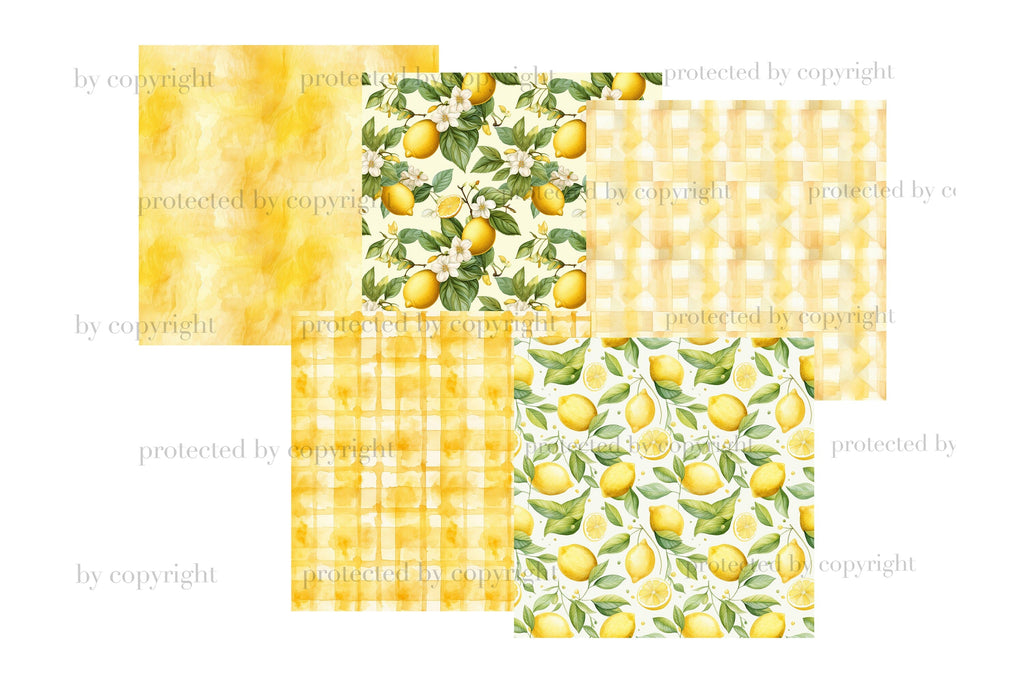 Lemon Digital Paper | Citrus Pattern Bundle - So Fontsy