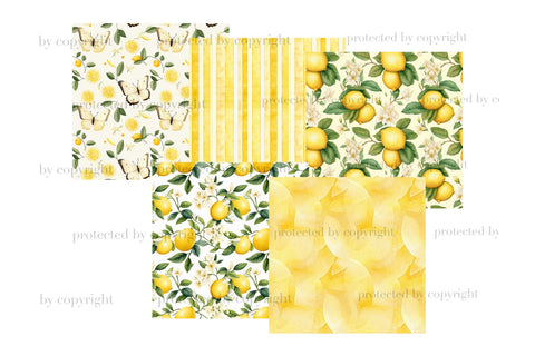 Lemon Digital Paper | Citrus Pattern Bundle Digital Pattern GlamArtZhanna 