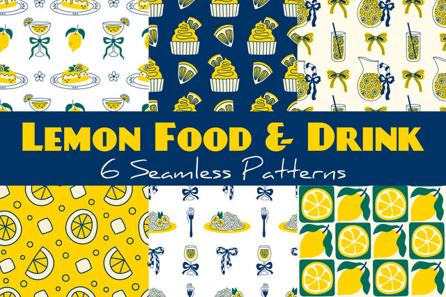 Lemon Food & Drink Seamless Patterns & Digital Papers Digital Pattern Rin Green 