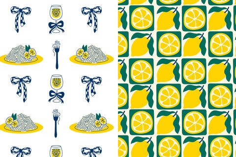 Lemon Food & Drink Seamless Patterns & Digital Papers Digital Pattern Rin Green 