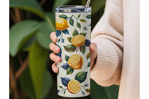 Lemon Garden 20oz Tumbler Wrap Sublimation DesignSVG 