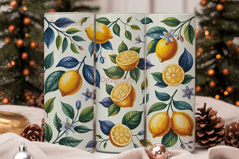 Lemon Garden 20oz Tumbler Wrap Sublimation DesignSVG 