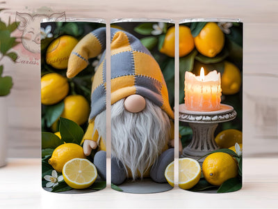 Lemon Gnome 20oz Tumbler, Citrus Garden Art, Sublimation Tumbler Wrap, 20oz Tumbler, Summer Fruit Theme, Whimsical Gnome Gift, Cute Fresh Style Sublimation Lara' s Designs 