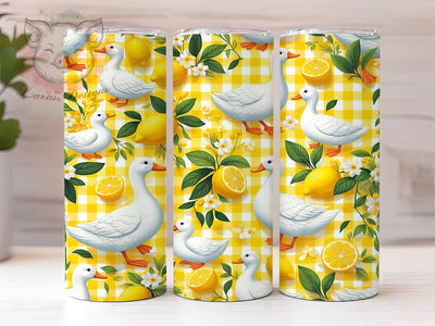 Lemon Goose 20oz Tumbler, Seamless Citrus Design, Sublimation Tumbler Wrap, 20oz Tumbler, Summer Fruit Theme, Cute Animal Art, Fresh Whimsical Style Sublimation Lara' s Designs 