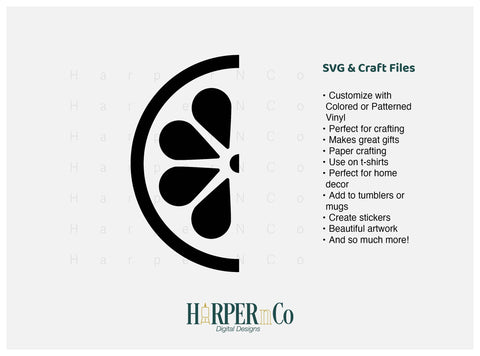 Lemon Half Outline 2 SVG PNG Cut EPS File SVG HarperNCo 