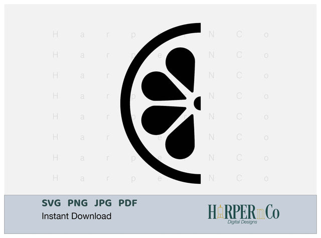 Lemon Half Outline SVG PNG Cut EPS File SVG HarperNCo 