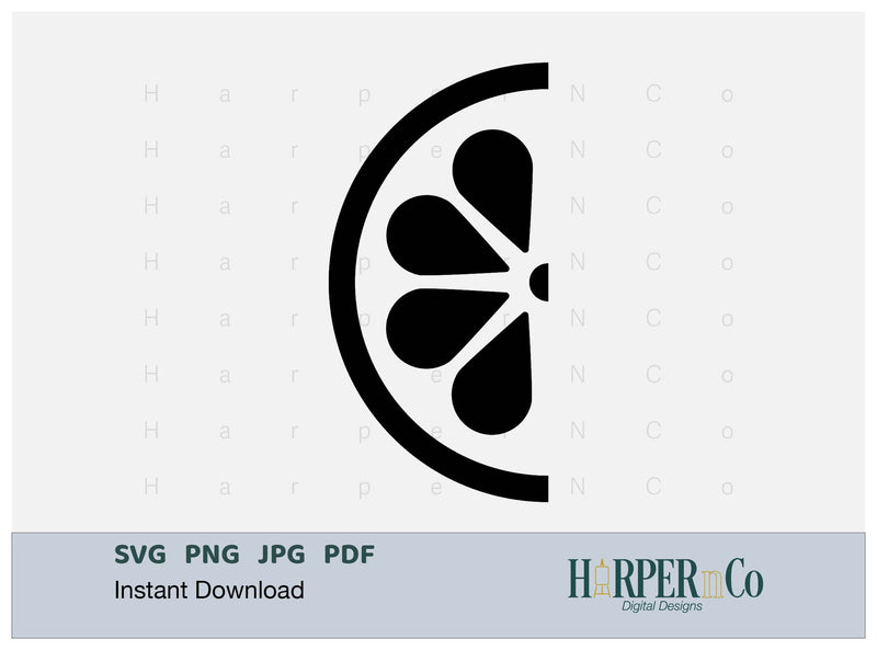 Lemon Half Outline SVG PNG Cut EPS File SVG HarperNCo 