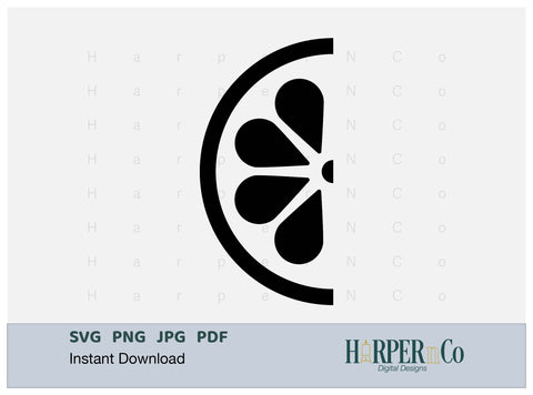 Lemon Half Outline SVG PNG Cut EPS File SVG HarperNCo 