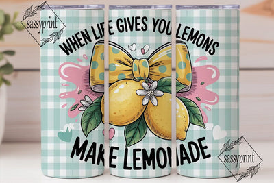 Lemon Lemonade Bow 20oz Tumbler Wrap Sublimation sassyprint 