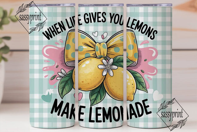 Lemon Lemonade Bow 20oz Tumbler Wrap Sublimation sassyprint 