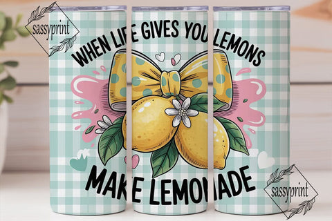 Lemon Lemonade Bow 20oz Tumbler Wrap Sublimation sassyprint 