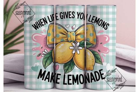 Lemon Lemonade Bow 20oz Tumbler Wrap Sublimation sassyprint 