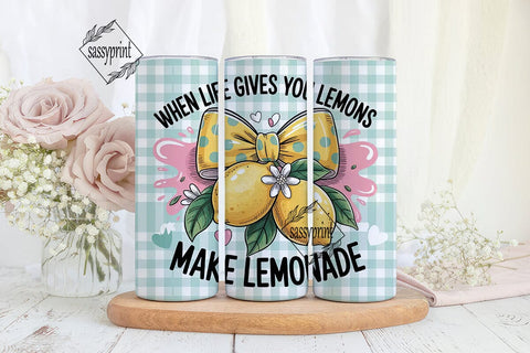 Lemon Lemonade Bow 20oz Tumbler Wrap Sublimation sassyprint 