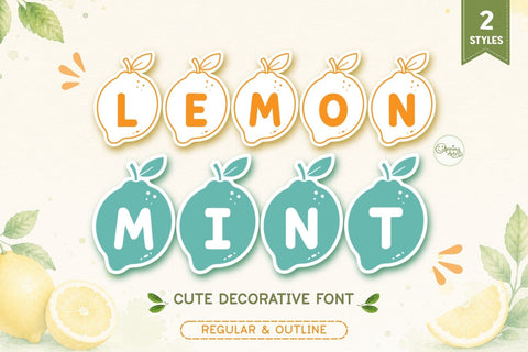 Lemon Mint - Cute Summer Decorative Font Font AnningArts Design 