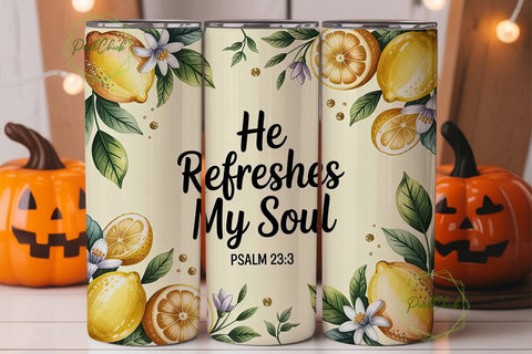 Lemon Refresh 20oz Tumbler Wrap Sublimation PixelChick 