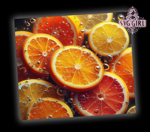 Lemon Slices 20oz Tumbler Wrap Sublimation Design, Straight Tapered Tumbler Wrap, 3D Fruits Tumbler Png, Instant Digital Download Sublimation SvggirlplusArt 