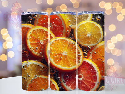 Lemon Slices 20oz Tumbler Wrap Sublimation Design, Straight Tapered Tumbler Wrap, 3D Fruits Tumbler Png, Instant Digital Download Sublimation SvggirlplusArt 