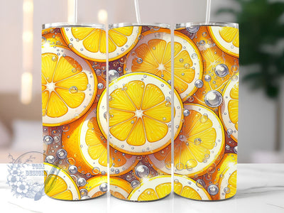 Lemon Slices Design wrap, Lemon Slices 20 oz Skinny Tumbler Sublimation Design, Instant Digital Download PNG, Lemon Slices Tumbler Wrap Sublimation ToriDesigns 