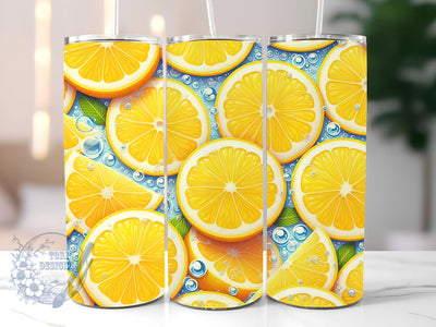 Lemon Slices Design wrap, Lemon Slices 20 oz Skinny Tumbler Sublimation Design, Instant Digital Download PNG, Lemon Slices Tumbler Wrap Sublimation ToriDesigns 