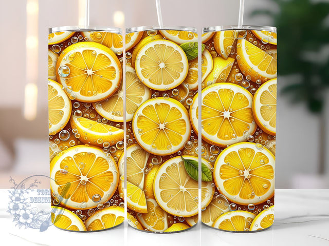Lemon Slices Design wrap, Lemon Slices 20 oz Skinny Tumbler Sublimation Design, Instant Digital Download PNG, Lemon Slices Tumbler Wrap Sublimation ToriDesigns 