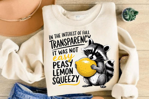 Lemon Squeezy Funny Sarcastic Raccoon Sublimation Design Sublimation Regulrcrative 