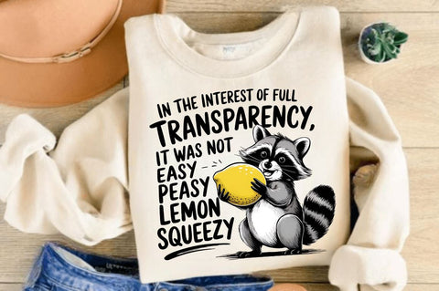 Lemon Squeezy Funny Sarcastic Raccoon Sublimation Design Sublimation Regulrcrative 