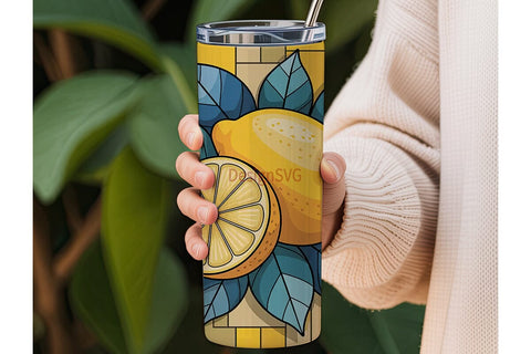 Lemon Stained Glass 20oz Tumbler Wrap Sublimation DesignSVG 