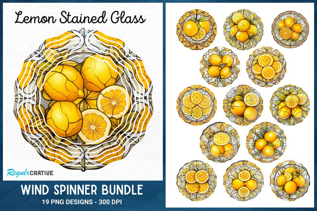 Lemon Stained Glass Wind Spinner Sublimation Bundle Sublimation Regulrcrative 
