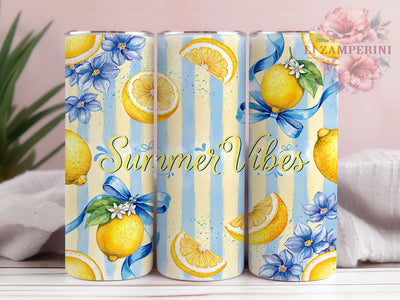 Lemon Summer Vibes Watercolor 20oz Tumbler, Lemon Summer, Watercolor Floral, Citrus Motif, Sublimation Wrap, 20oz Tumbler, Bright Aesthetic, Fresh Charm Sublimation Li Zamperini 