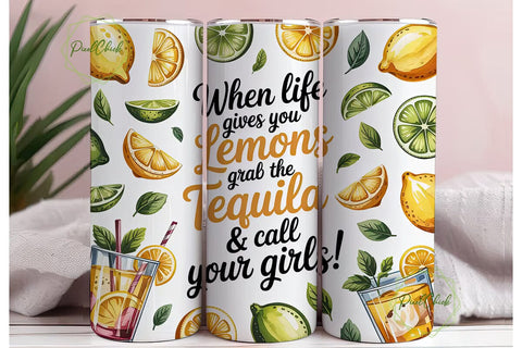 Lemon Tequila Girls Night 20oz Tumbler Sublimation PixelChick 