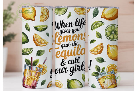 Lemon Tequila Girls Night 20oz Tumbler Sublimation PixelChick 