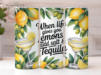 Lemon Tequila Quote 20oz Tumbler, Tequila Salt Design, Sublimation Tumbler Wrap, 20oz Tumbler, Summer Party Theme, Citrus Cocktail Gift, Bold Humor Style Sublimation Lara' s Designs 