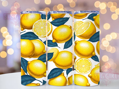 Lemon Watercolor Tumbler, Seamless Tumbler Wrap, 20oz Tumbler Design, Sublimation PNG, Citrus Tumbler Wrap, Summer Drinkware Design, Digital Download Sublimation SvggirlplusArt 