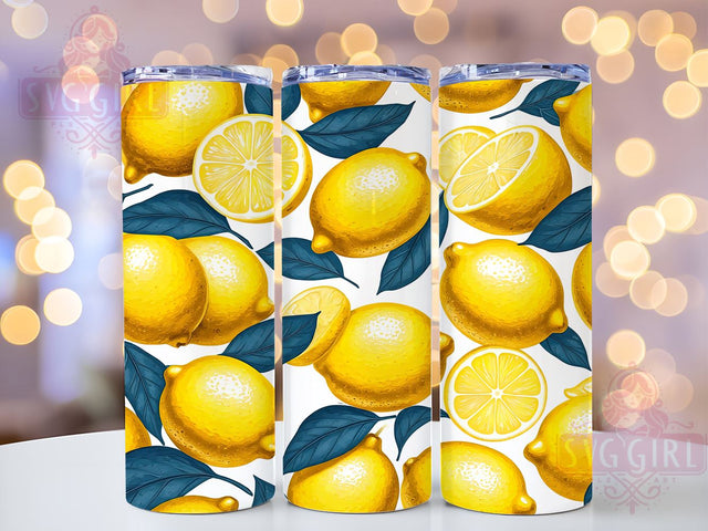 Lemon Watercolor Tumbler, Seamless Tumbler Wrap, 20oz Tumbler Design, Sublimation PNG, Citrus Tumbler Wrap, Summer Drinkware Design, Digital Download Sublimation SvggirlplusArt 