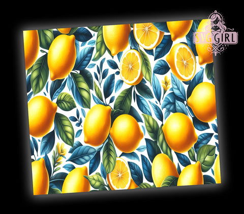 Lemon Watercolor Tumbler, Seamless Tumbler Wrap, 20oz Tumbler Design, Sublimation PNG, Citrus Tumbler Wrap, Summer Drinkware Design, Digital Download Sublimation SvggirlplusArt 