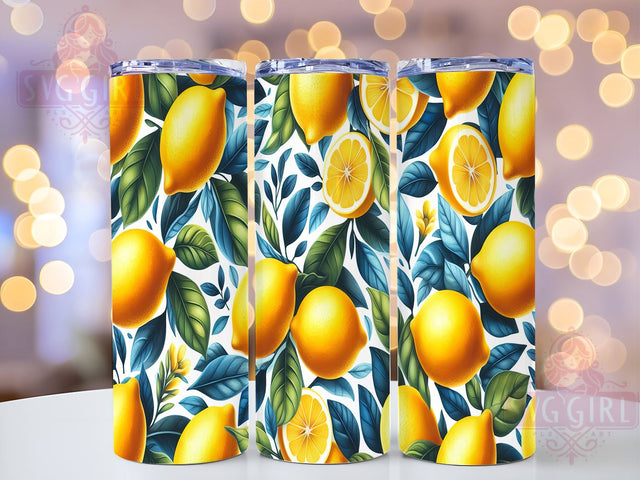 Lemon Watercolor Tumbler, Seamless Tumbler Wrap, 20oz Tumbler Design, Sublimation PNG, Citrus Tumbler Wrap, Summer Drinkware Design, Digital Download Sublimation SvggirlplusArt 