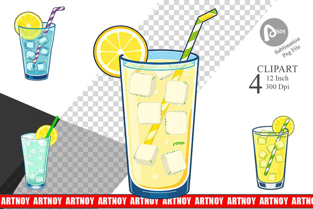 Lemonade Glass Clipart Sublimation artnoy 