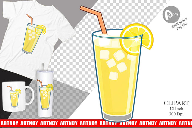 Lemonade Glass Clipart Sublimation artnoy 