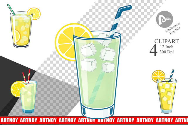 Lemonade Glass Clipart Sublimation artnoy 