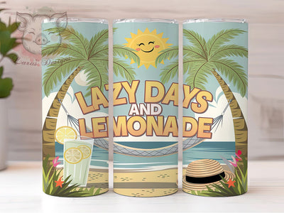 Lemonade Summer Vibes Citrus Tumbler, Lazy Summer Days PNG, 20oz Skinny Tumbler Design, Citrus Drink Tumbler Sublimation, Summer Vibes Tumbler Wrap, Cute Lemon Tumbler PNG Sublimation Lara' s Designs 