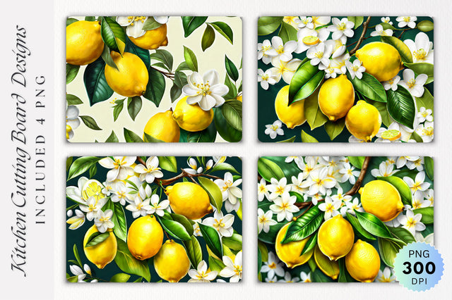 Lemons Cutting Board PNG Design Sublimation Regulrcrative 
